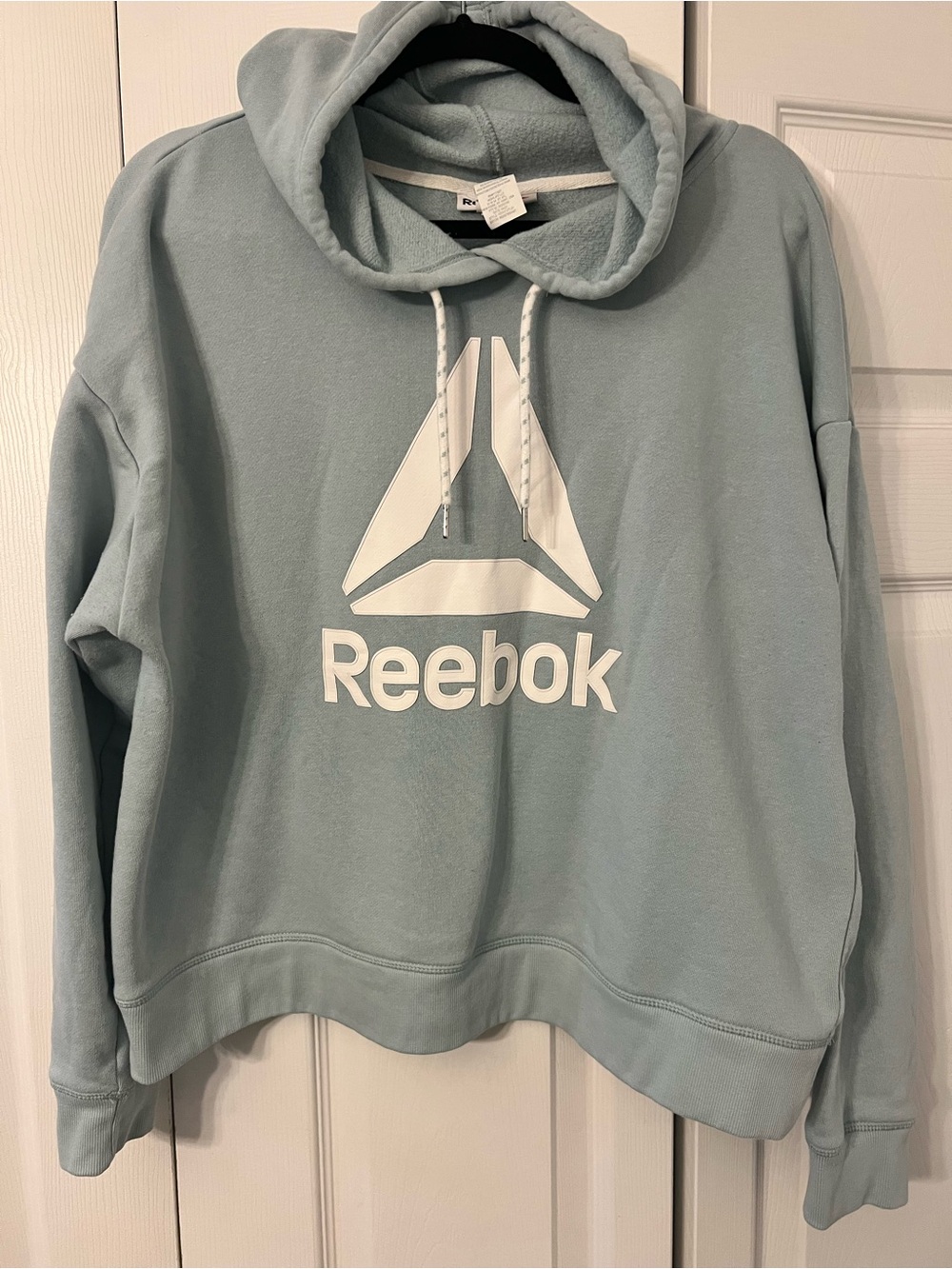 Reebok Women’s Light Blue Logo Hoodie Sweatshirt- XL